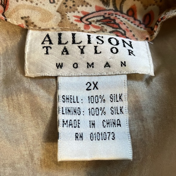 VTG Woman’s 2X 100% Silk Sheer Lined Flutter Sleeve Button Up Ruffled Blouse - Picture 8 of 11